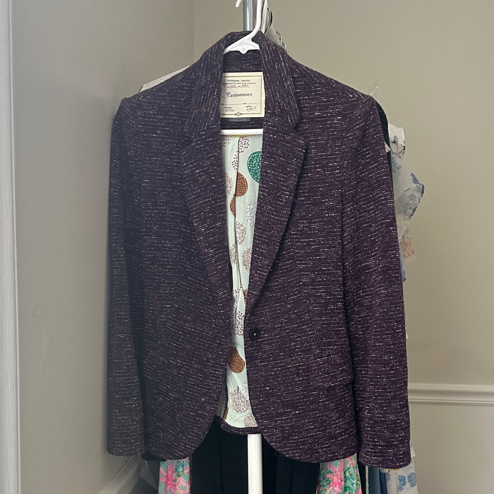 Women’s Cartonnier (Anthropologie) Dark Purple Textured Blazer